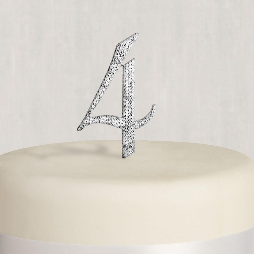 Crystal Rhinestone Silver Letter Number Decoration Wedding Birthday Cake Topper 