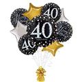 40th Birthday Foil Balloon Bouquet, 5pc - Sparkling Celebration