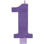 Giant Glitter Purple Number 1 Birthday Candle