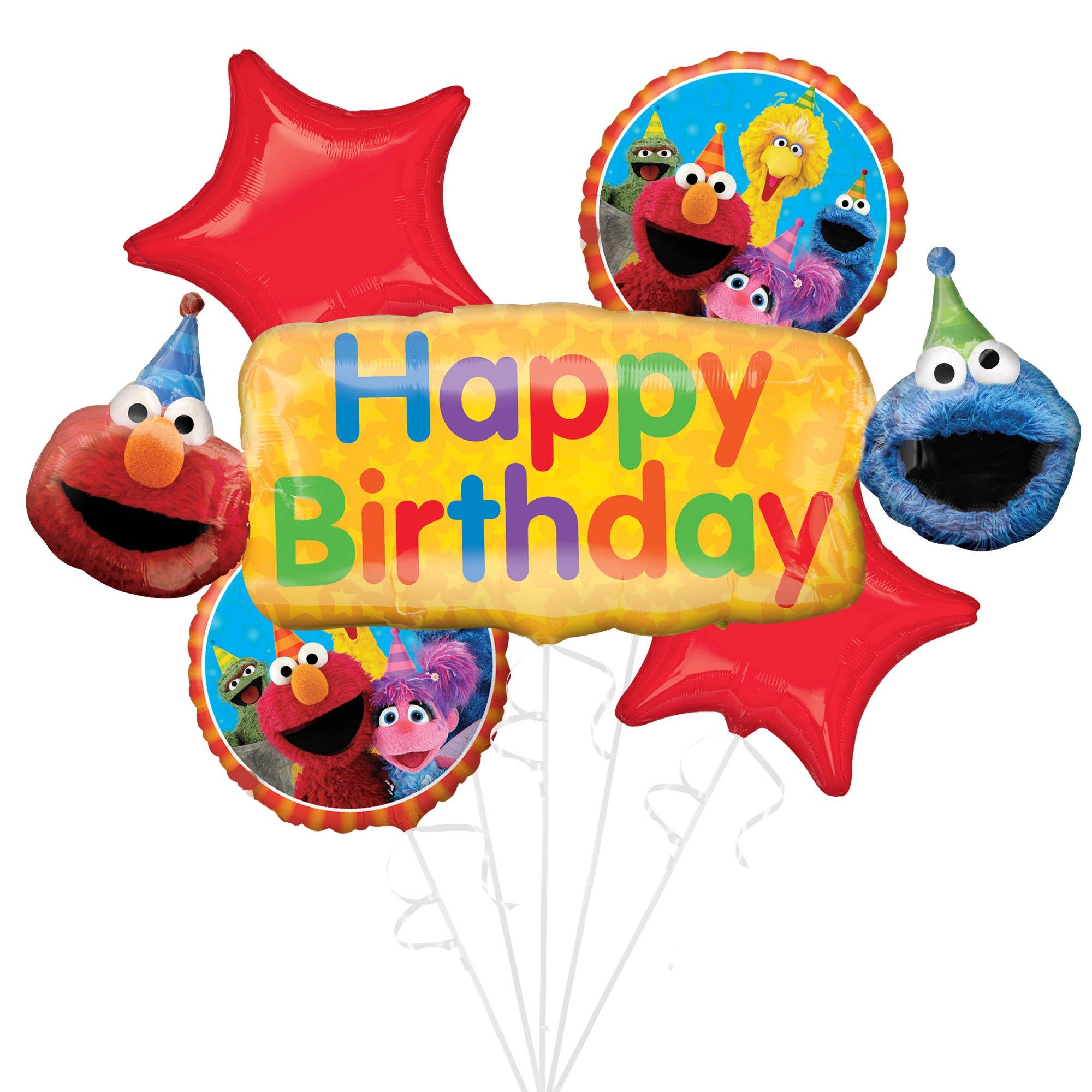 Sesame Street Birthday Foil Balloon Bouquet with Balloon Weight