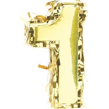 Mini Metallic Gold Number 1 Pinata Decoration 3in x 6in