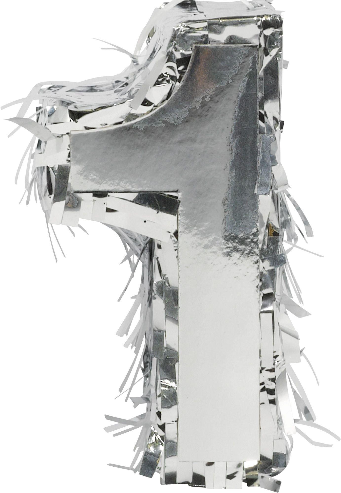 Mini Metallic Silver Number 1 Pinata Decoration 3in x 6in | Party City