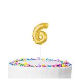Air-Filled Gold Balloon Number 6 Cake Topper