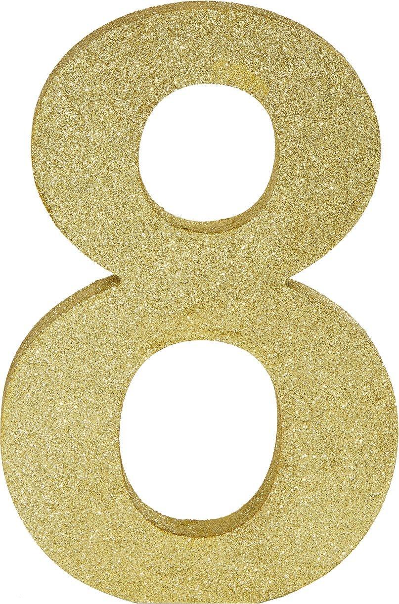Glitter Gold Number 8 Sign 5 3/4in x 9in | Party City