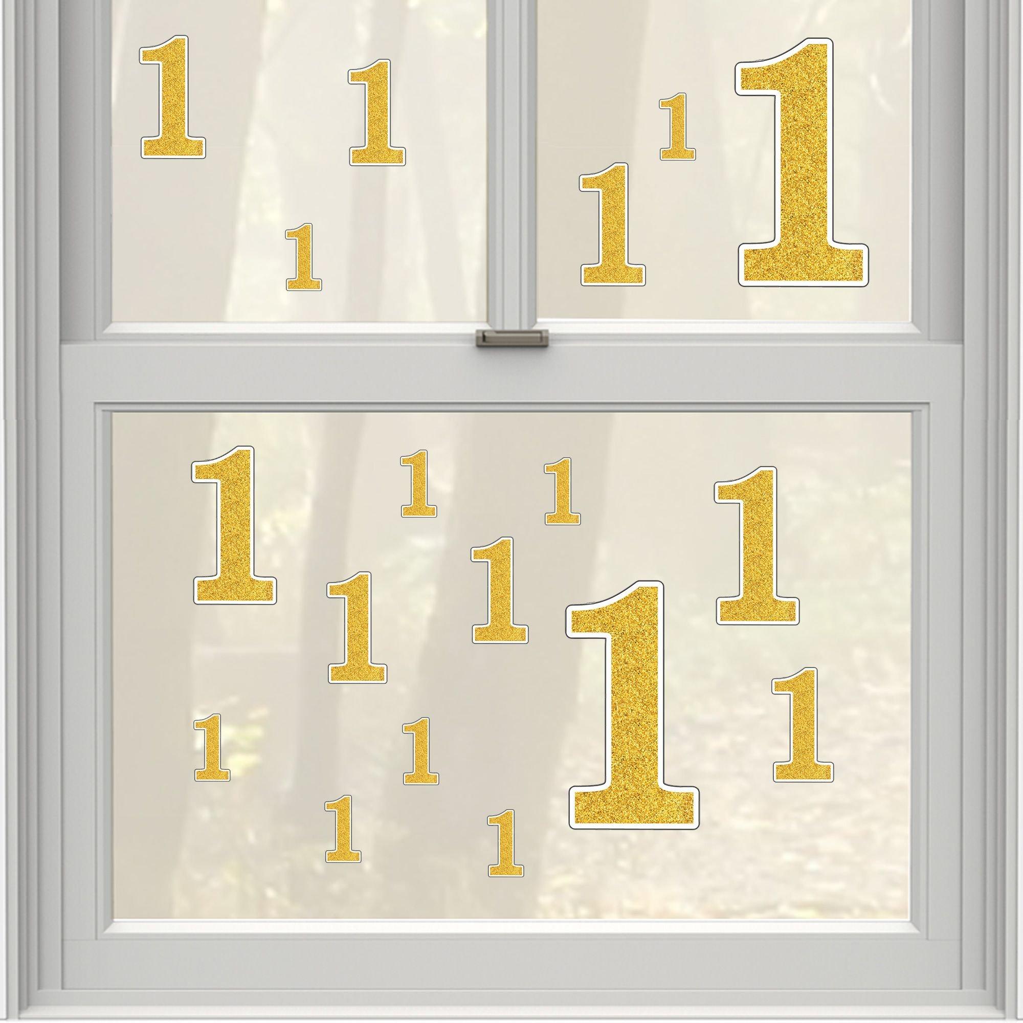 Gold Glitter Number Cling Decals 36ct