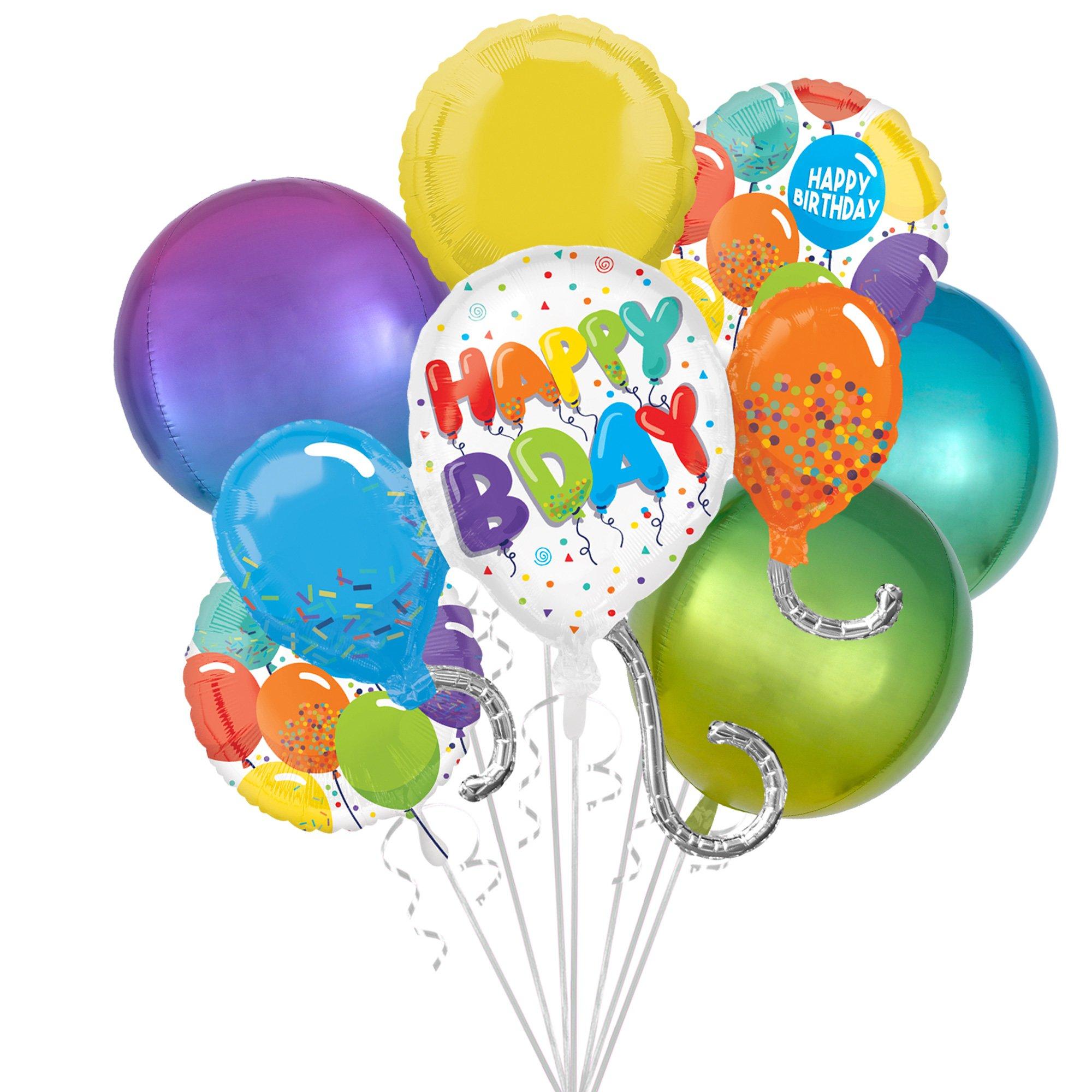 Colourful Happy Birthday Fashion Latex Balloon 6 Pack - Multi