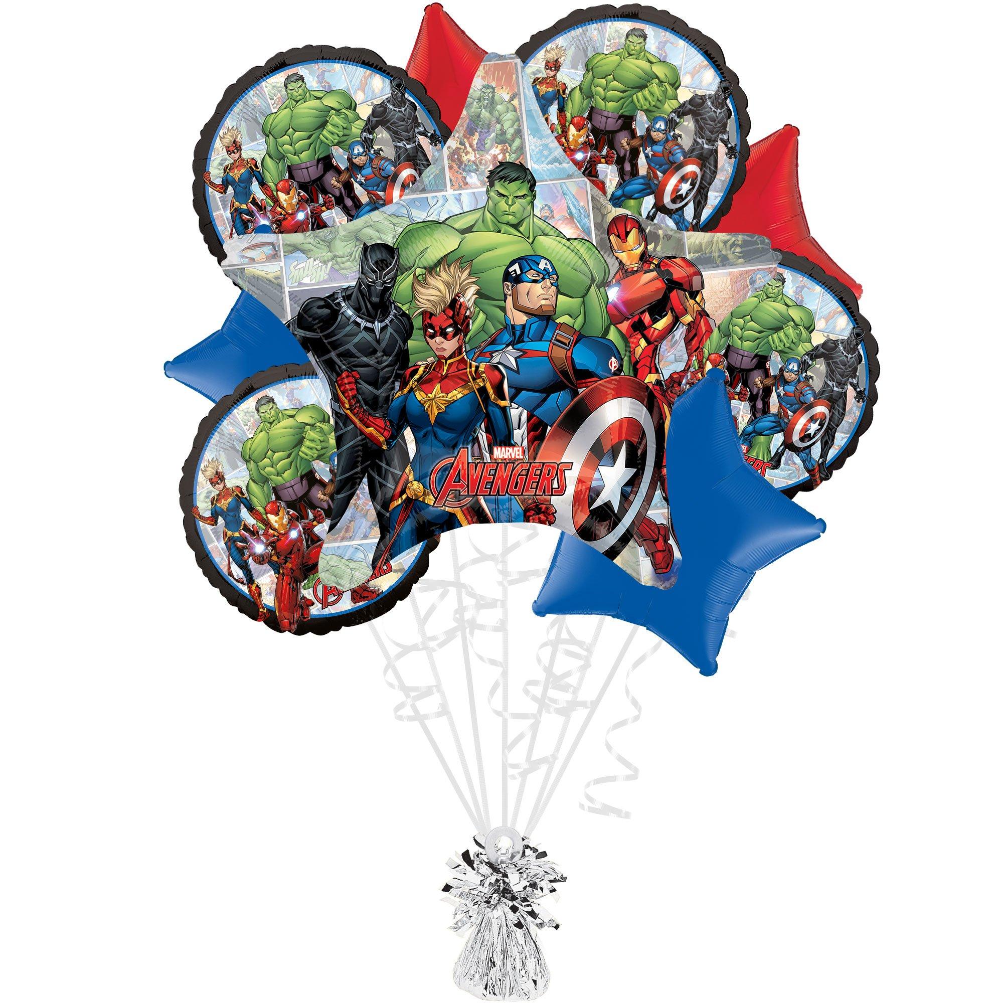 5 Piece Marvel Avengers balloon Bouquet. Hulk, Iron Man, Captain America,  Thor