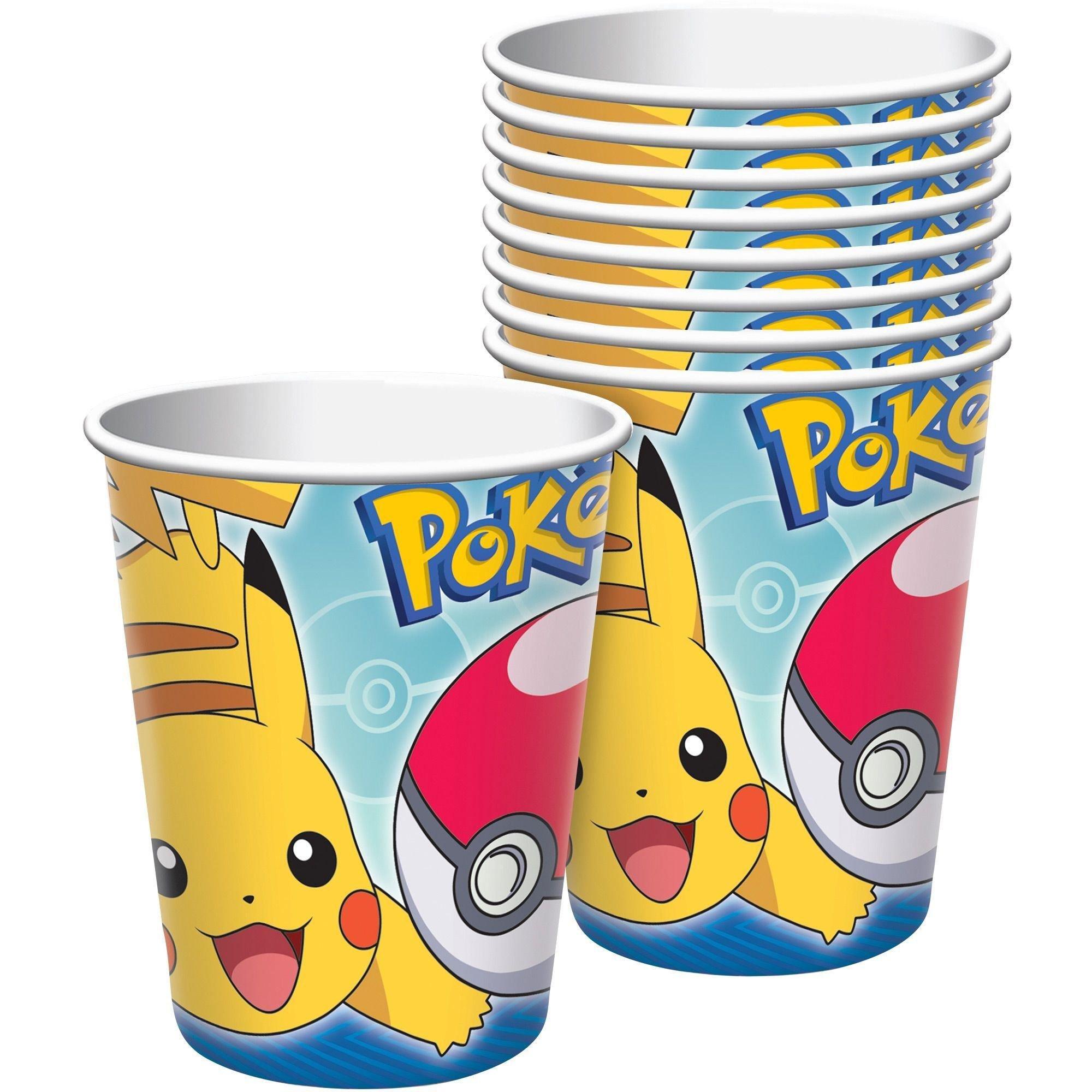 Pokémon Party Supplies Pack Serves 16: Dinner Plates Napkins and Cups with  Birthday Candles (Bundle for16)