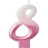 Metallic Dipped Pink Number 8 Birthday Candle 3 1/4in