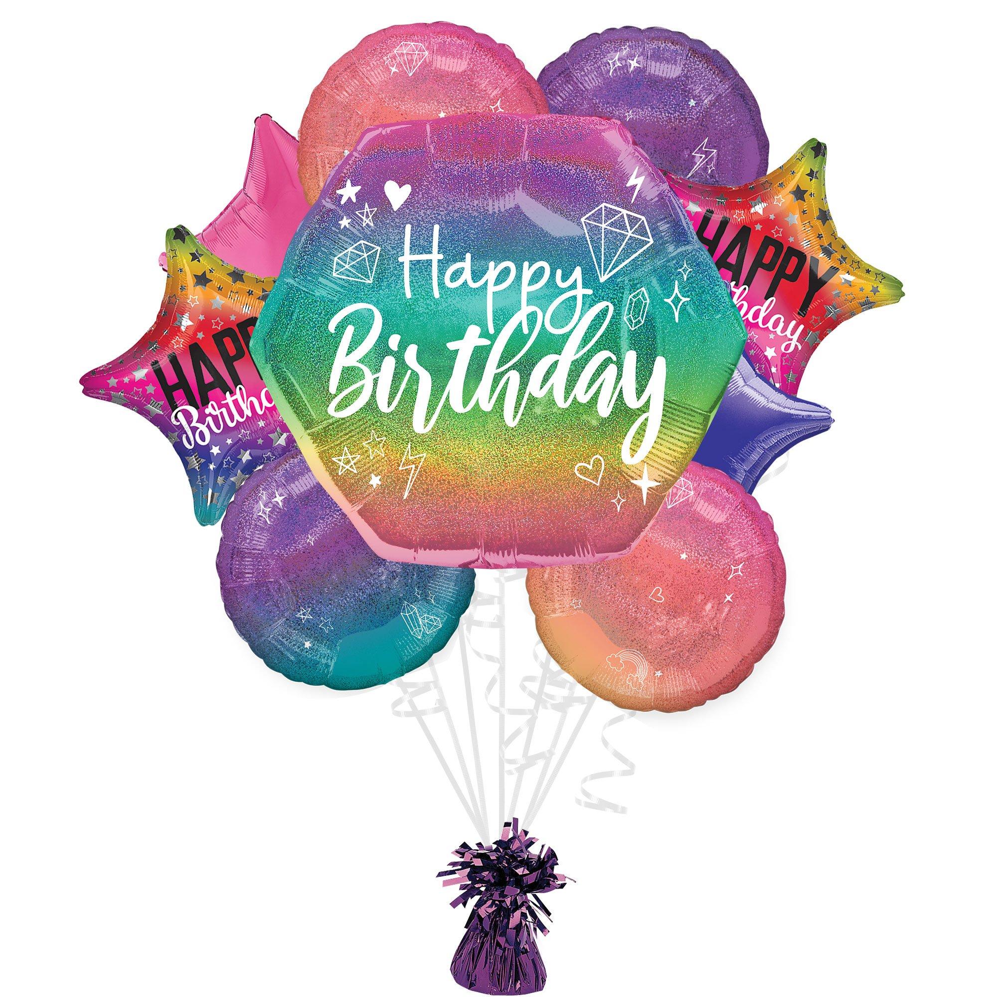 Ombre Sparkle Birthday Foil Balloon Bouquet