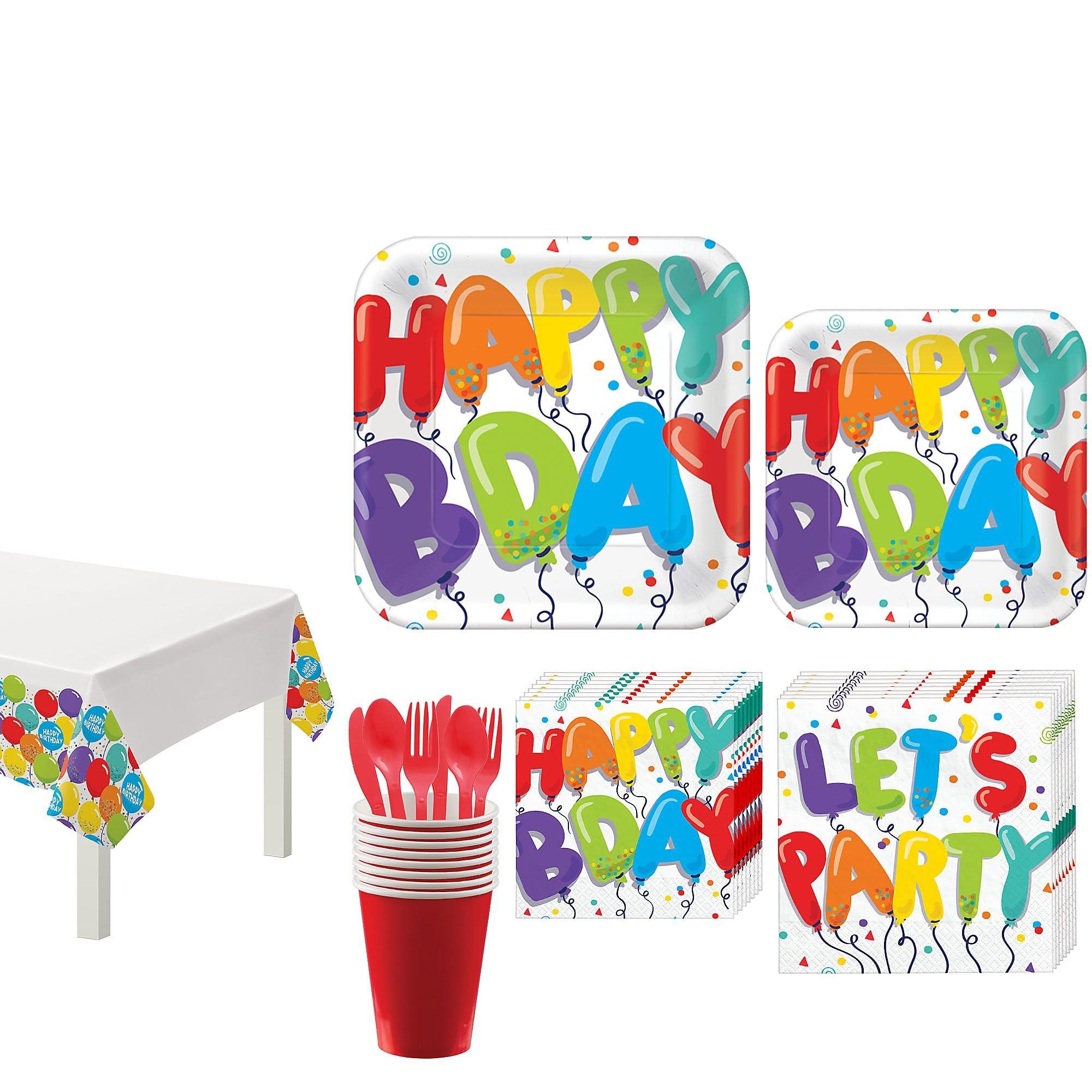 Rainbow Birthday Balloon Tableware Kit
