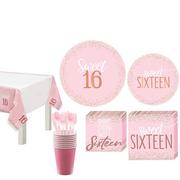 Metallic Rose Gold & Pink Sweet 16 Tableware Kit