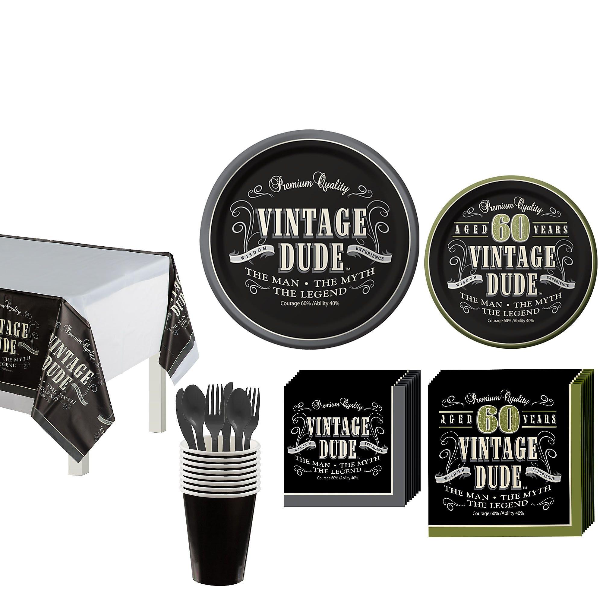 Vintage Dude 60th Birthday Tableware Kit