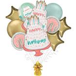 Premium Happy Cake Day Birthday Foil Balloon Bouquet, 8pc