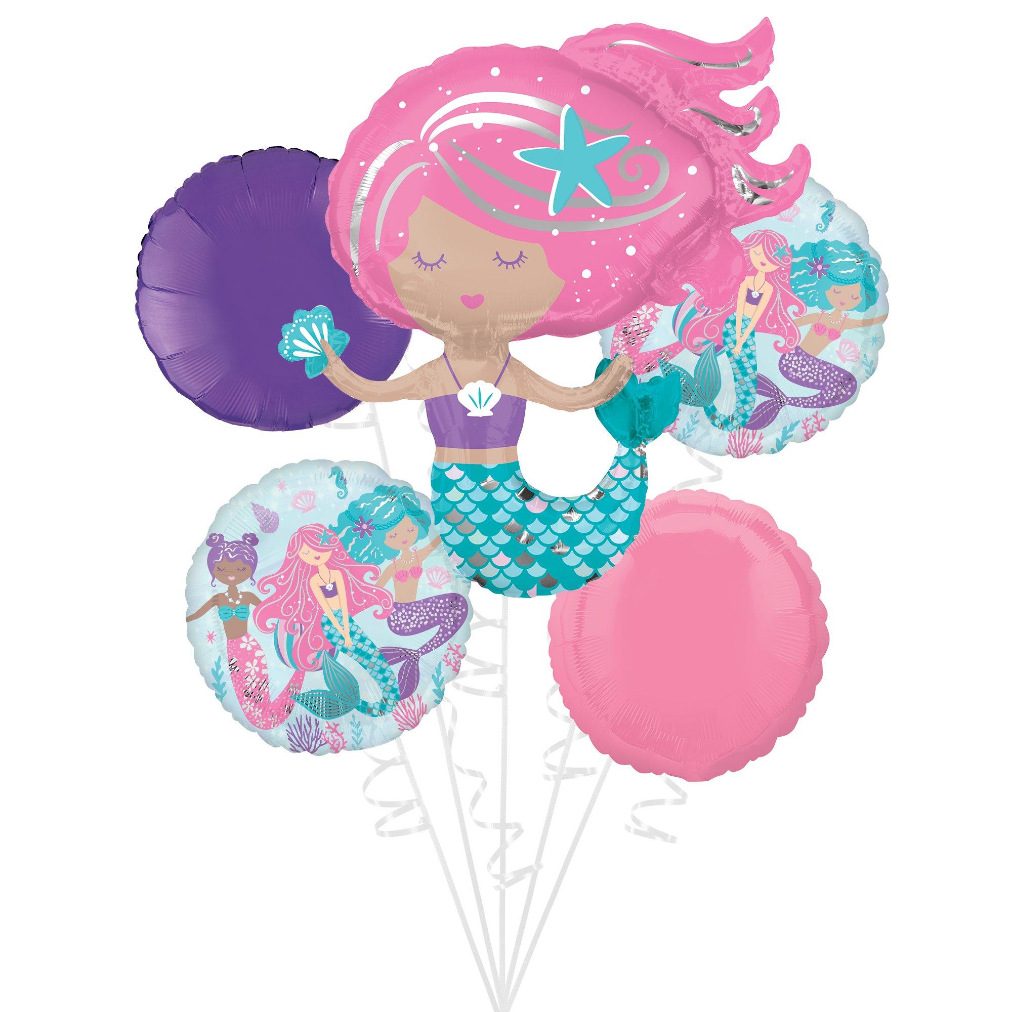 Shimmering Mermaid Foil Balloon Bouquet, 5pc