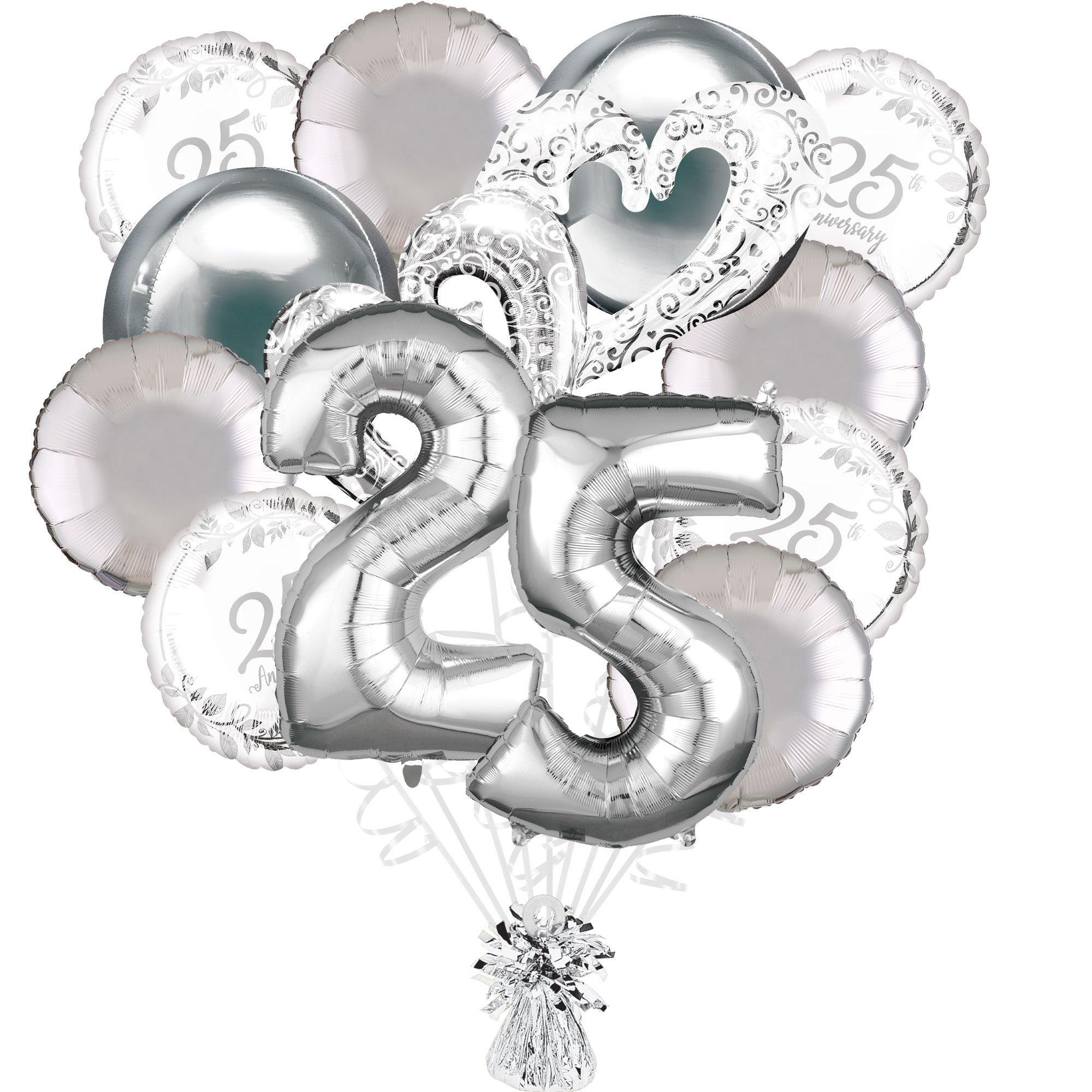 Silver 25th Anniversary Foil Balloon Bouquet