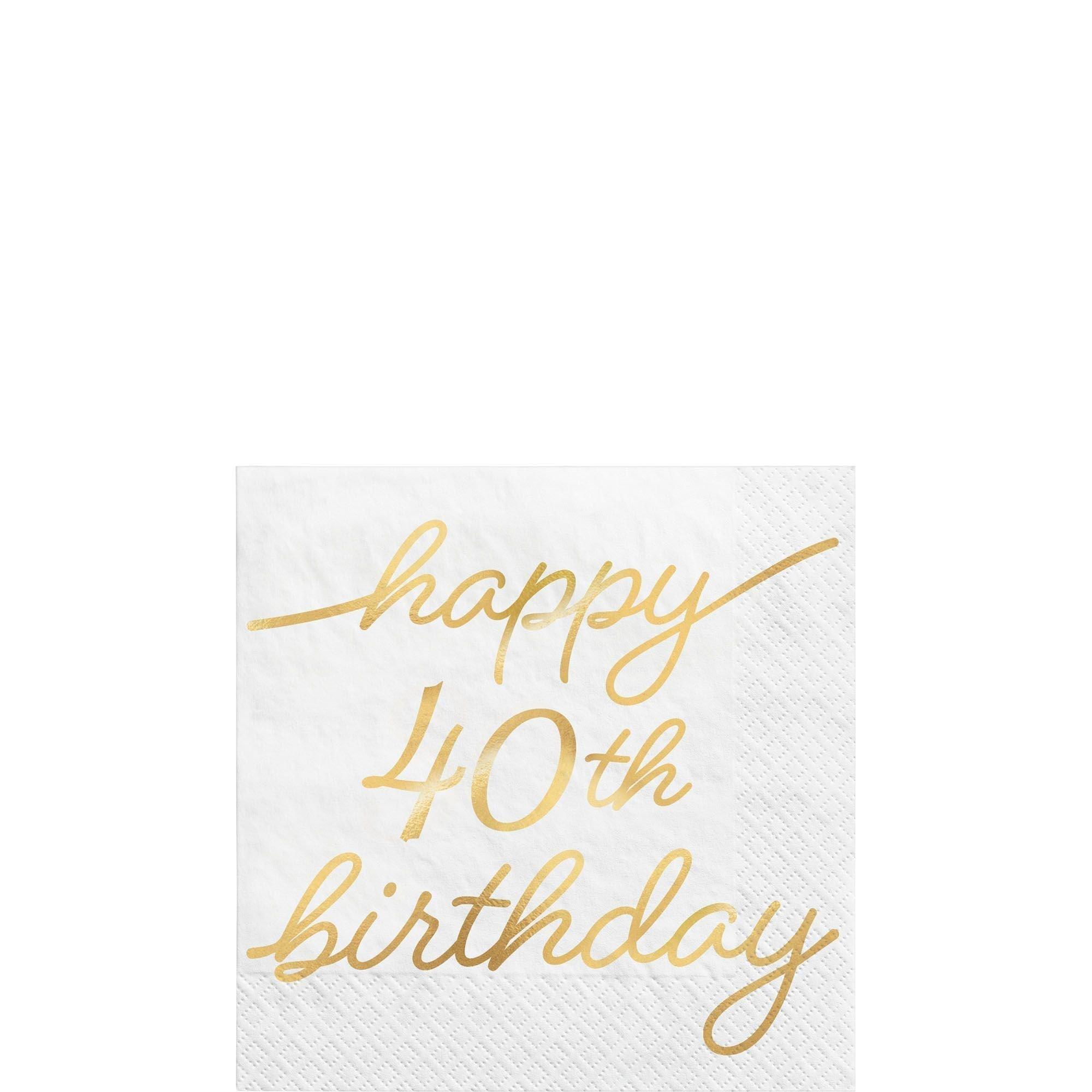 Metallic Golden Age Happy Birthday Paper Beverage Napkin, 5in, 16ct