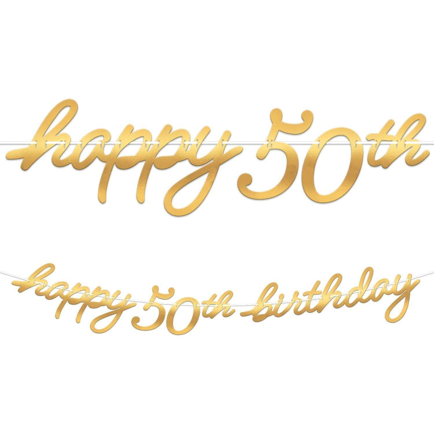 Metallic Golden Age Happy Birthday Cardstock Letter Banner, 12ft