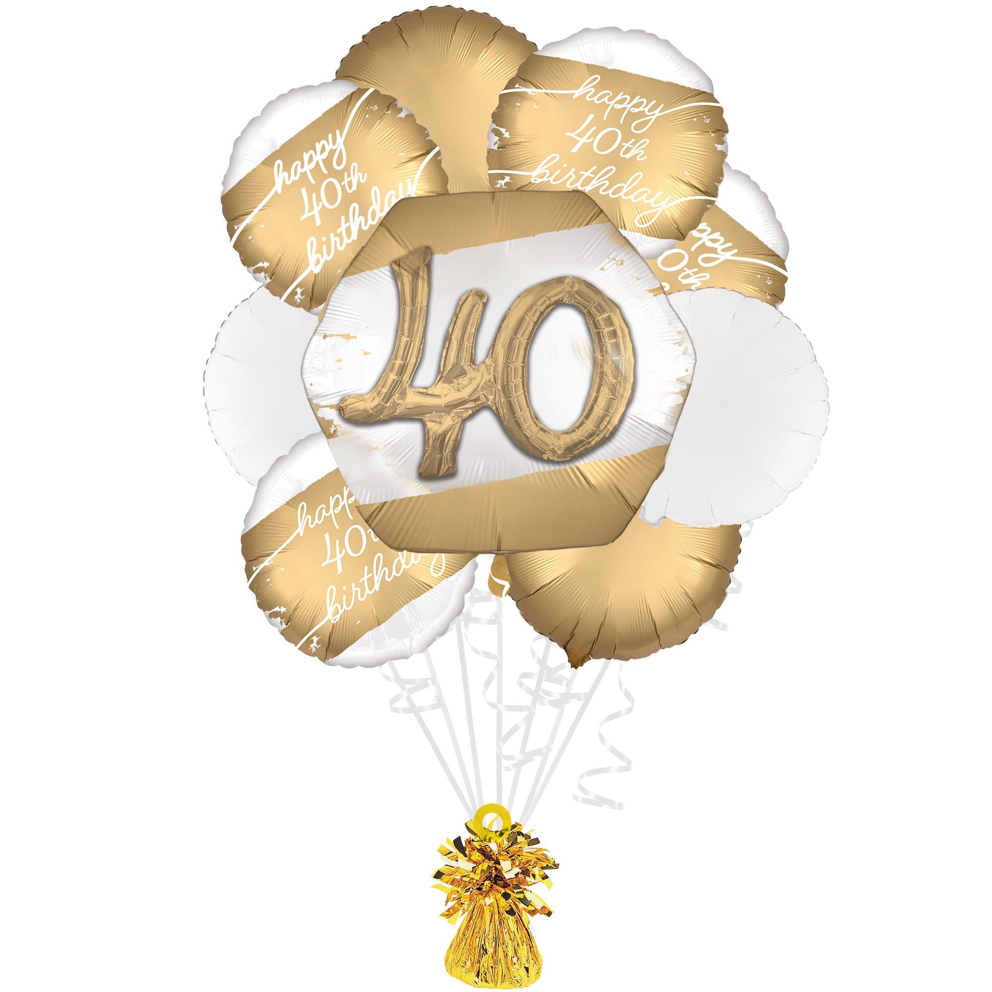 Golden Age 40th Birthday Foil Balloon Bouquet