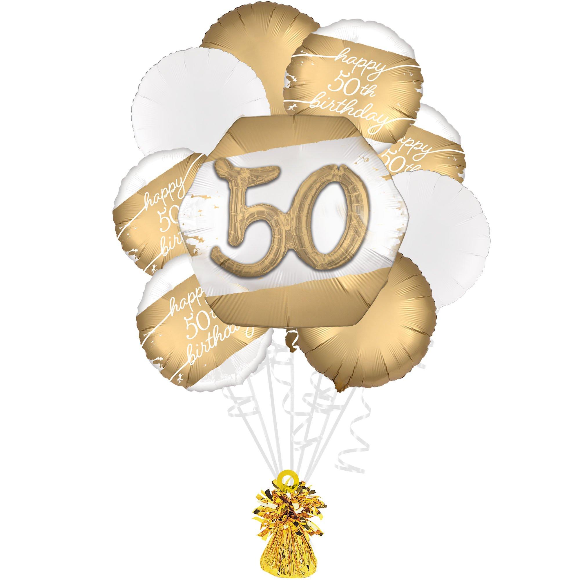 Golden Age 50th Birthday Foil Balloon Bouquet