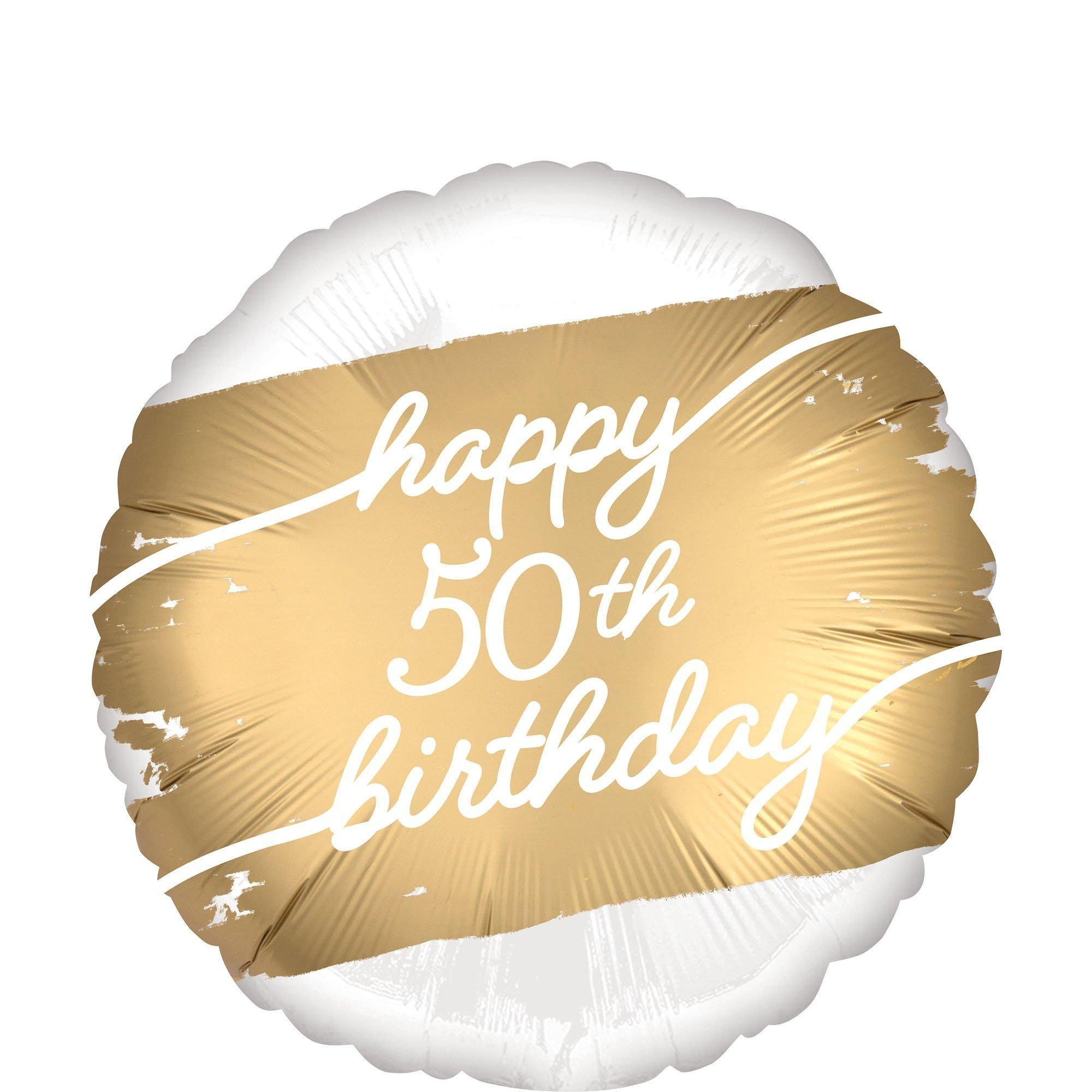 Satin Golden Age Happy Birthday Foil Balloon, 18in