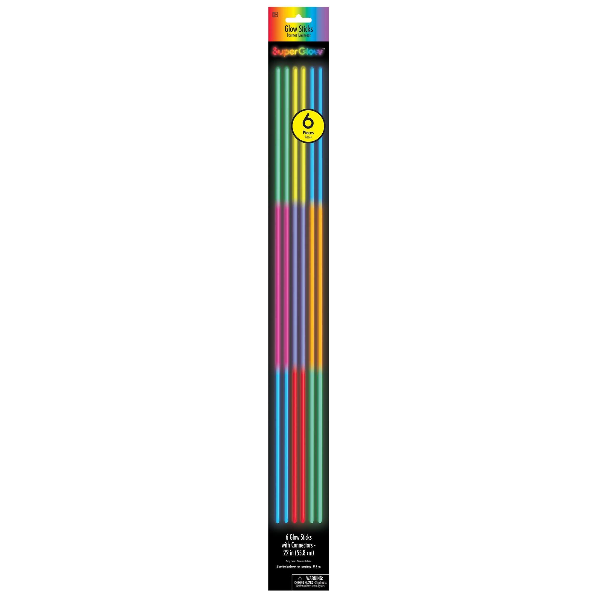 Tri-Color Glow Sticks with Connectors, 22in