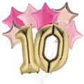 Premium Pink & White Gold Blush 10 Balloon Bouquet, 8pc