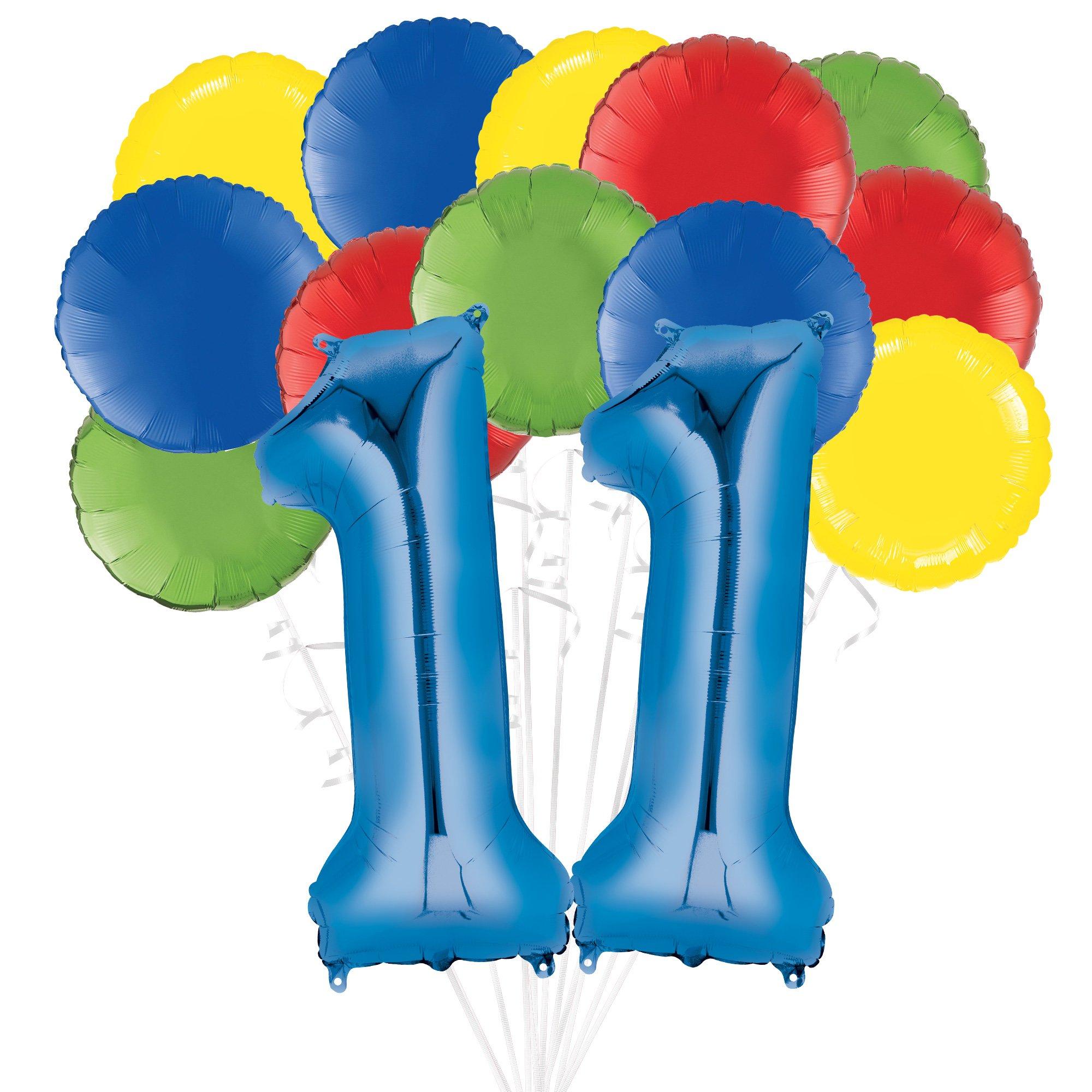 Blue, Red, Yellow, Blue, & Green Round Foil Balloon Bouquet, 14pc