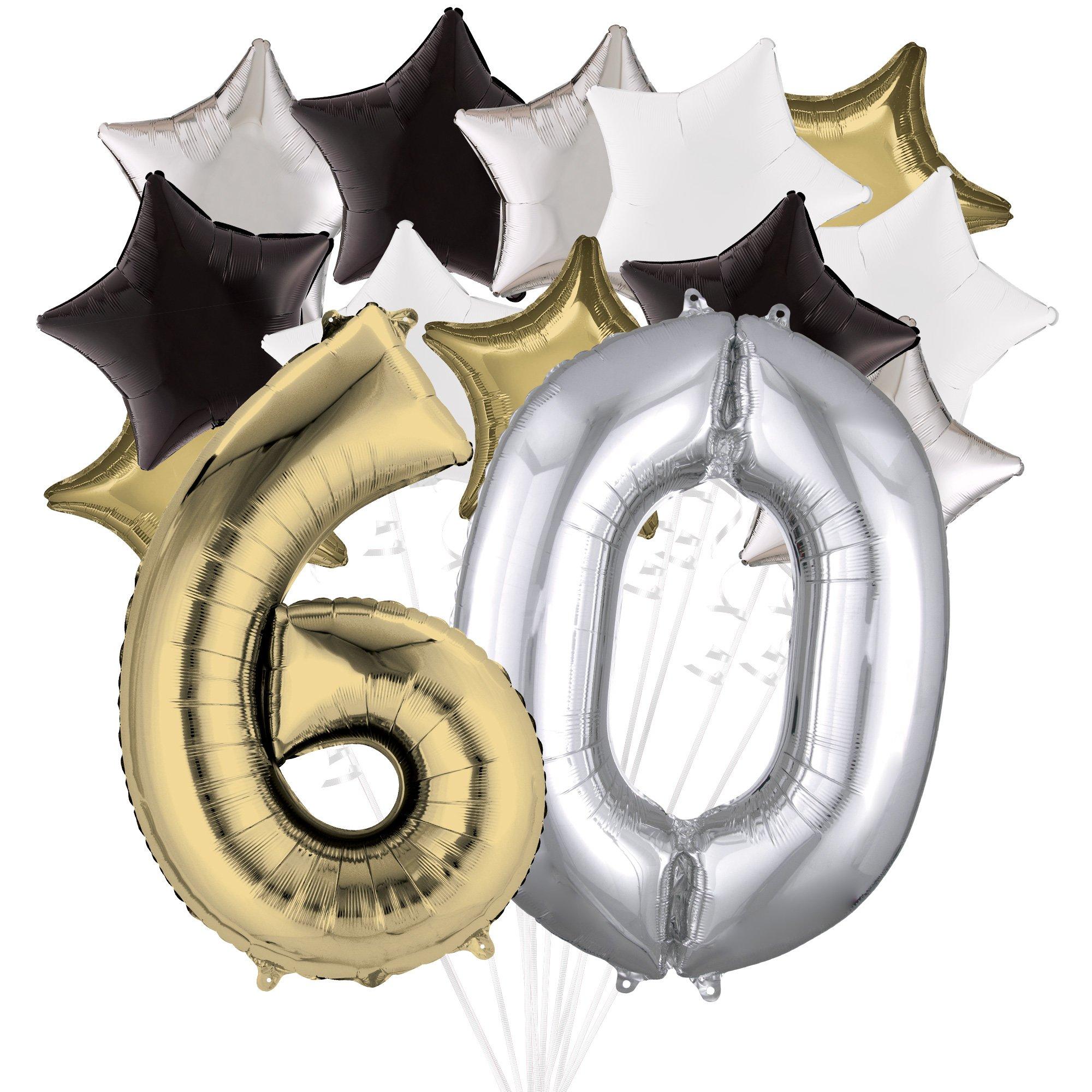 Premium Black, Silver, & Gold Balloon Bouquet, 8pc