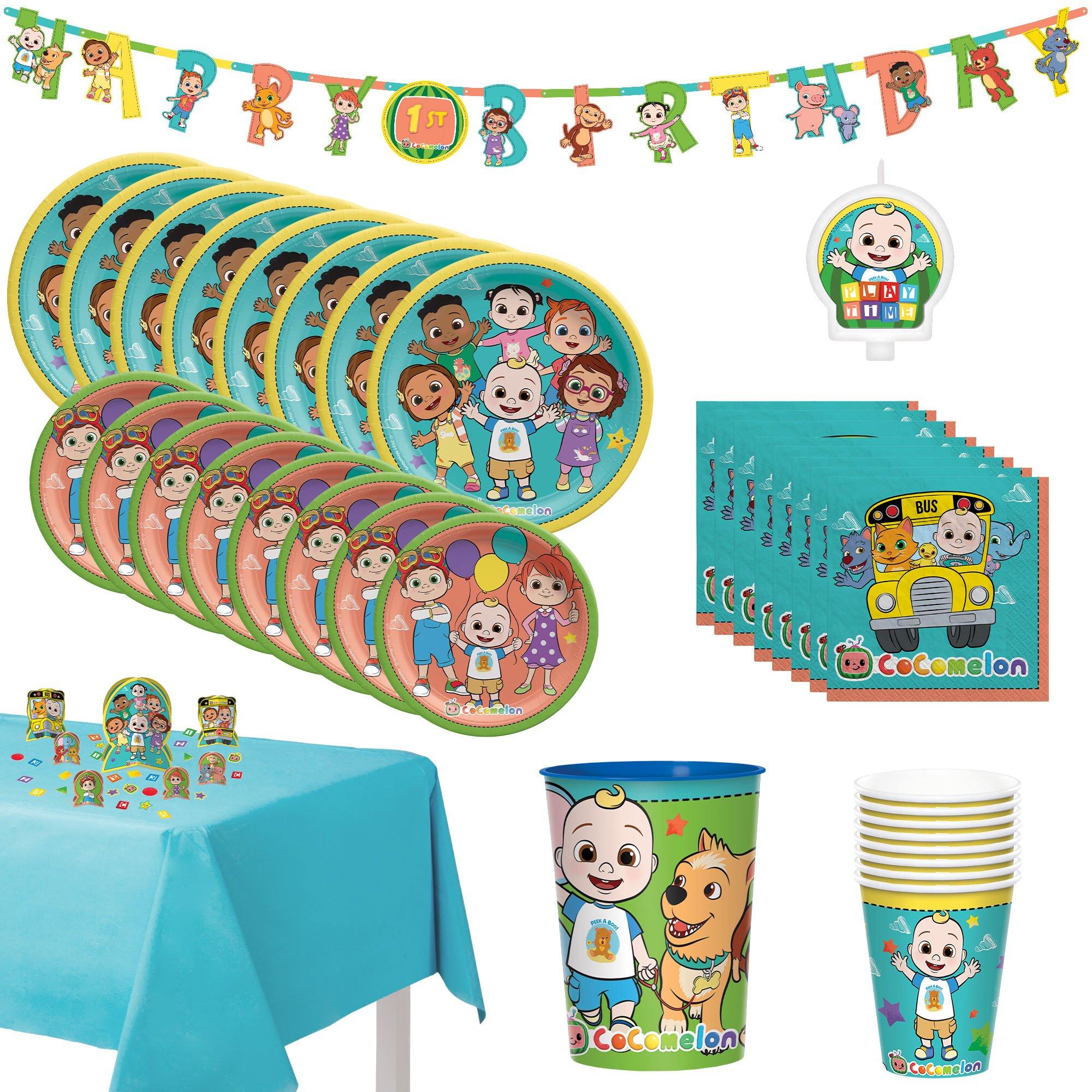 CoComelon Birthday Party Supplies, CoComelon Party Decorations for Girls  or Boys, 1st or 2nd Birthday Theme, Decoration Kit, Balloons, Tablecloth,  Plates, Napkins, Candles
