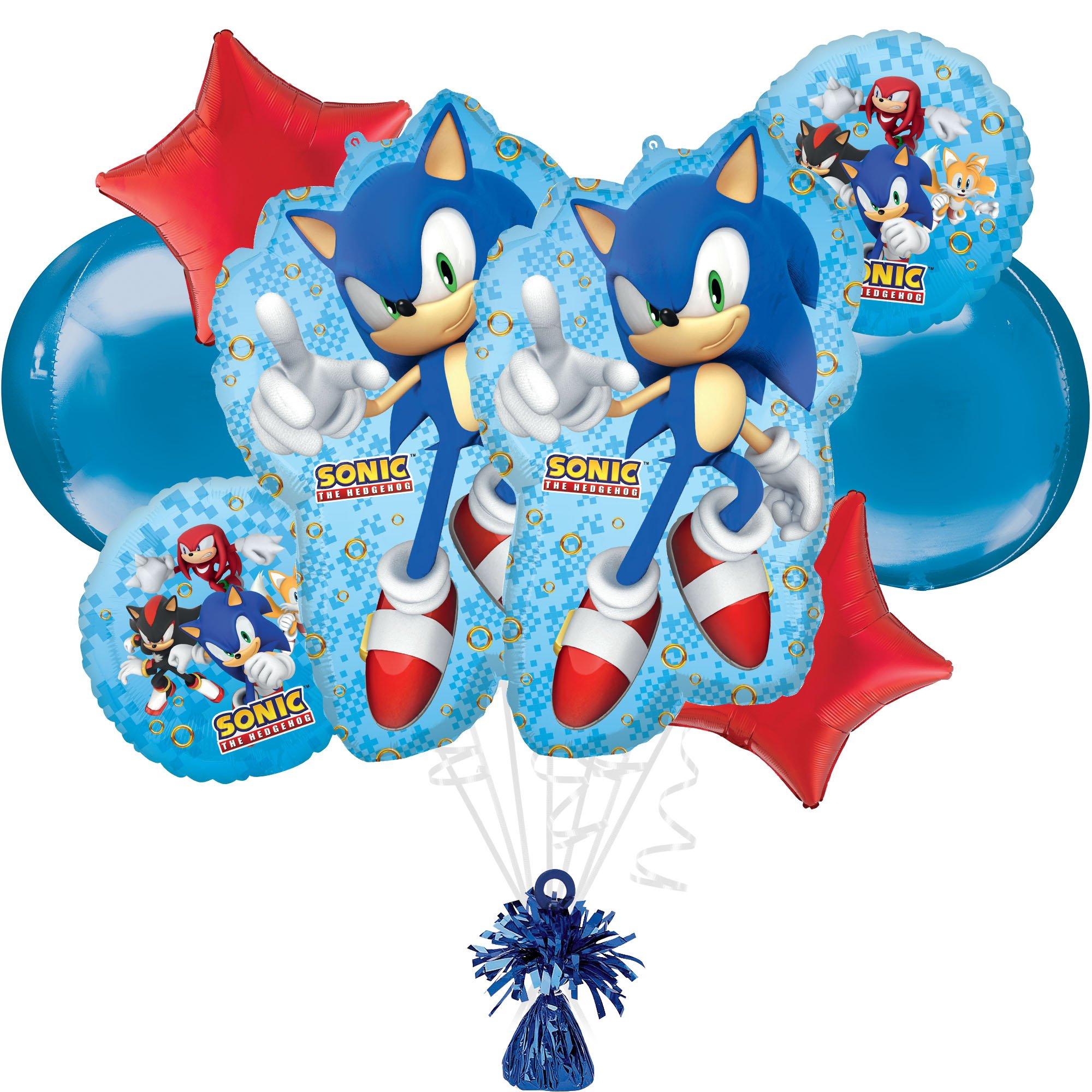 Cumpleaños Sonic 17 Globos De Latex y Aluminio Decoracion Para Fiestas  Niños Set 613900342233 