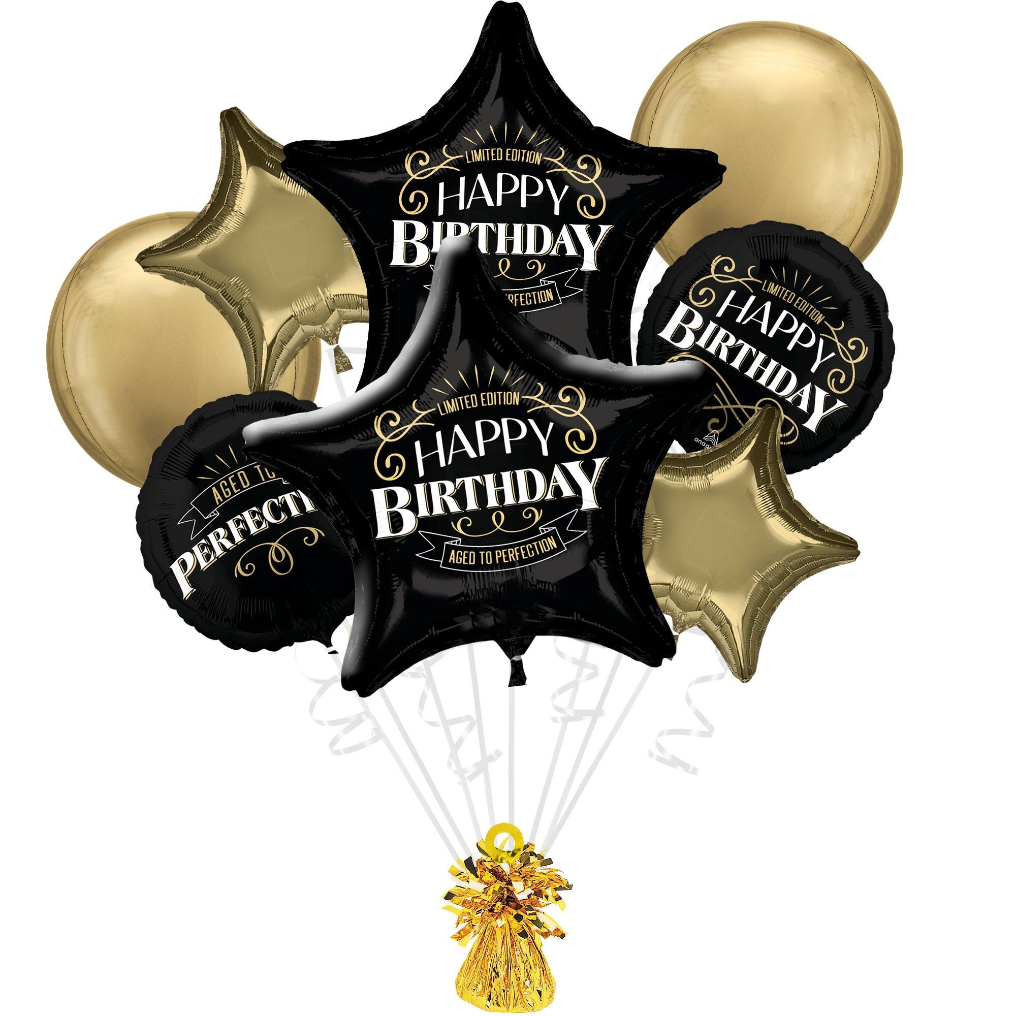 Birthday Balloon Bundle (Silver, Black & White)