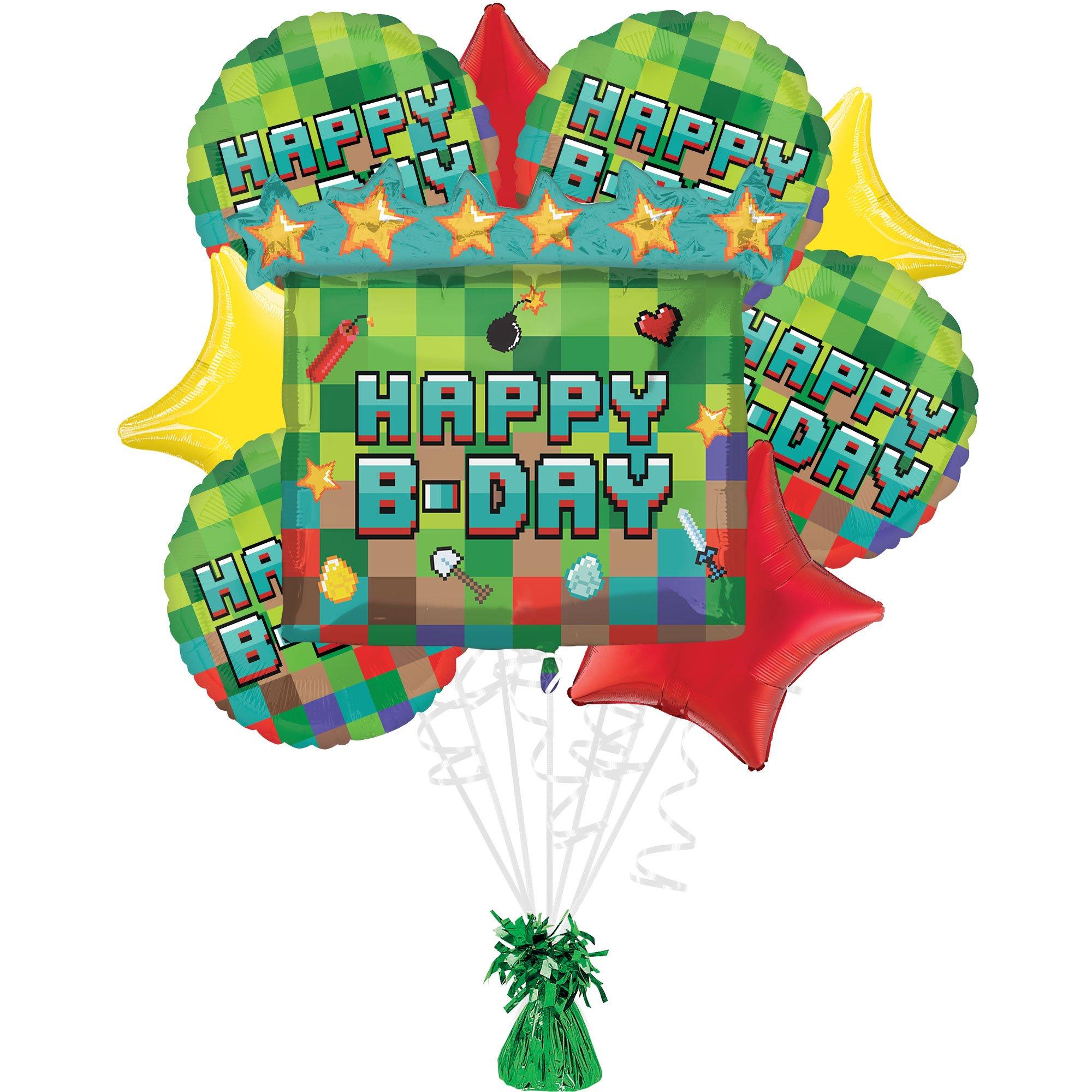 Pixel Party Birthday Foil Balloon Bouquet