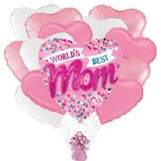 World's Best Mom Heart Mother's Day Foil Balloon Bouquet