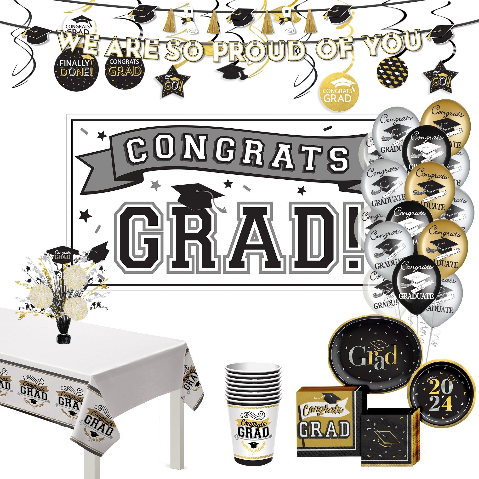 Black, Silver & Gold Celebrate the Grad Party Kit