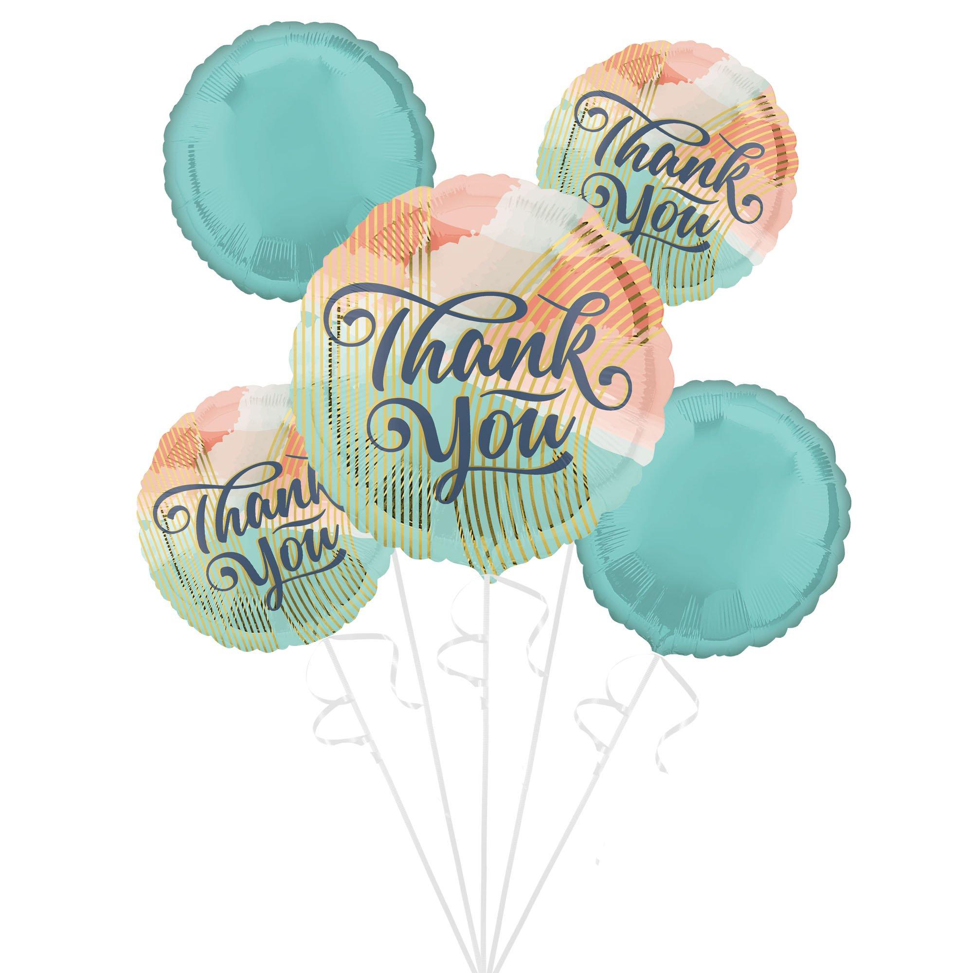 Pastel Clouds Thank You Foil Balloon Bouquet with Balloon Weight