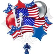 Patriotic Foil Balloon Bouquet with Balloon Weight
