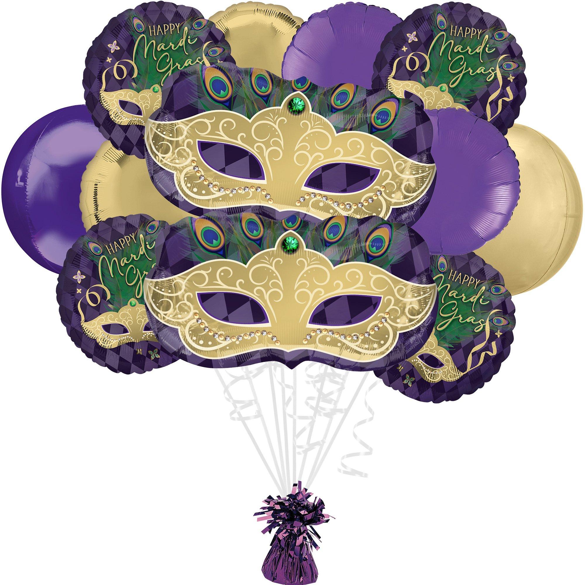 Masquerade Mask Mardi Gras Foil Balloon Bouquet