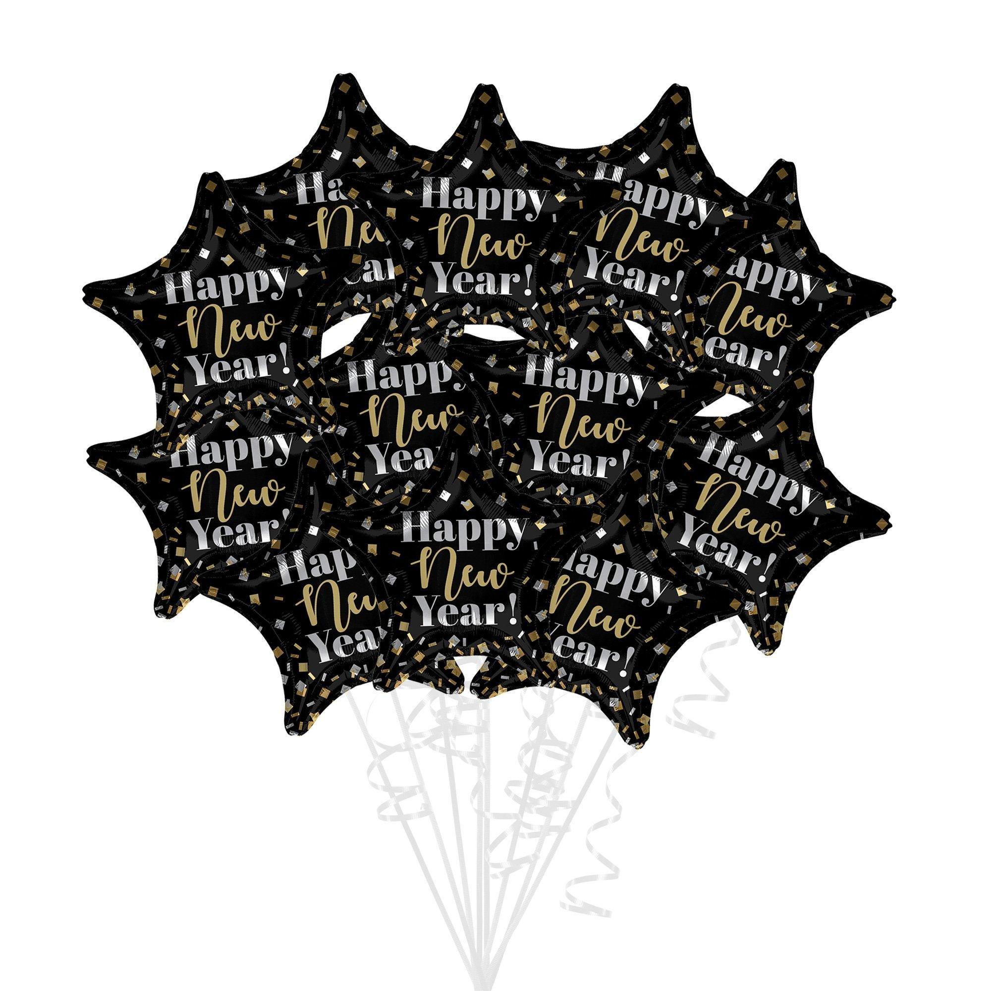 Confetti Happy New Year Star Foil Balloon, 19in - Confetti Party