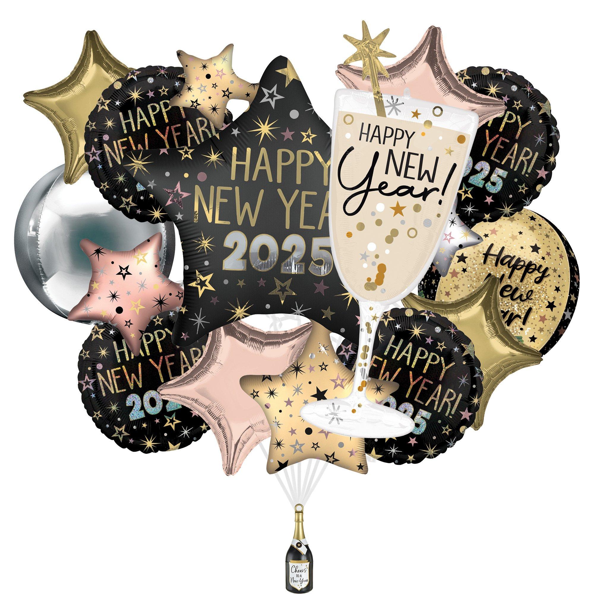 New Year Celebration 2025 Foil Balloon Bouquet