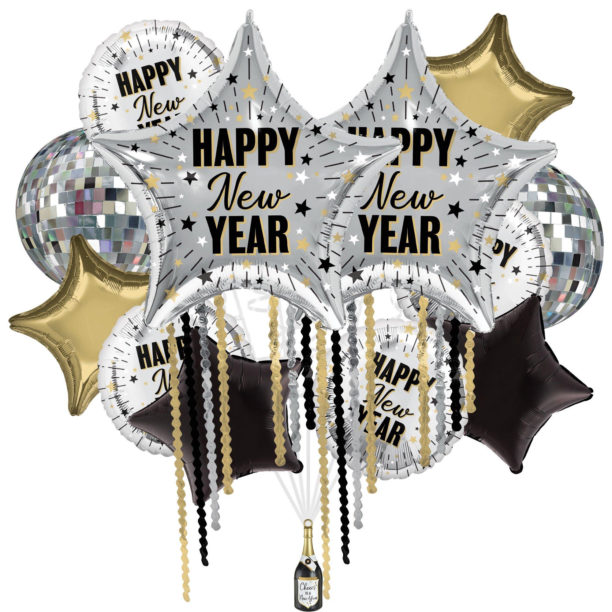 Elegant New Year Celebration Foil Balloon Bouquet