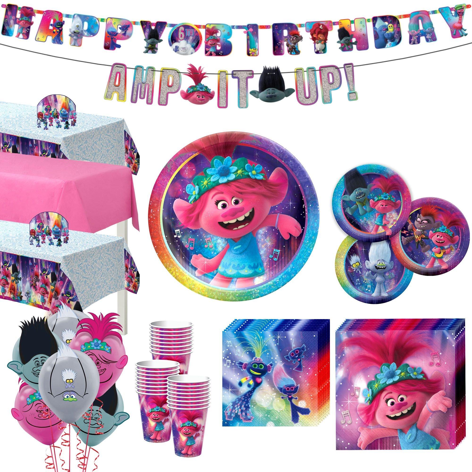 Amscan Trolls World Tour, Trolls Birthday Party Supplies Bundle With  Plates, Napkins, Utensils and WGIS We Got It Shop Printed Ribbon