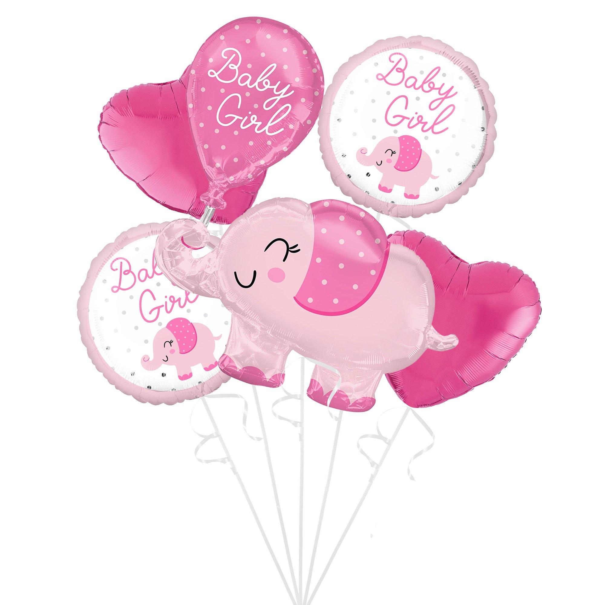 Pink Elephant Baby Girl Foil Balloon Bouquet