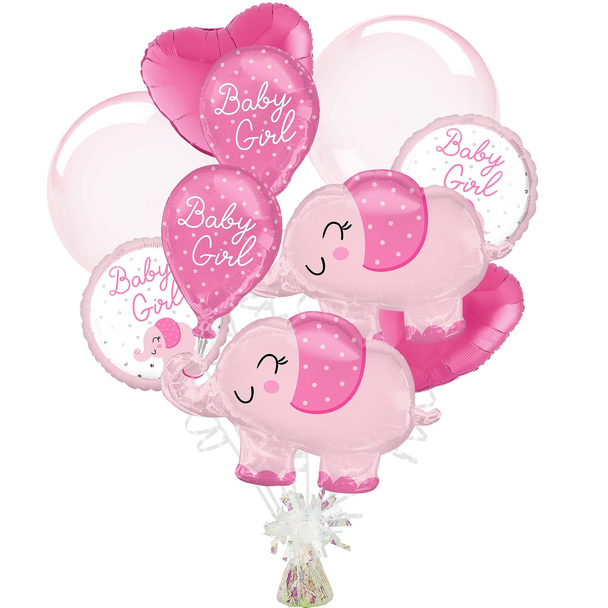 Pink Elephant Baby Girl Foil Balloon Bouquet