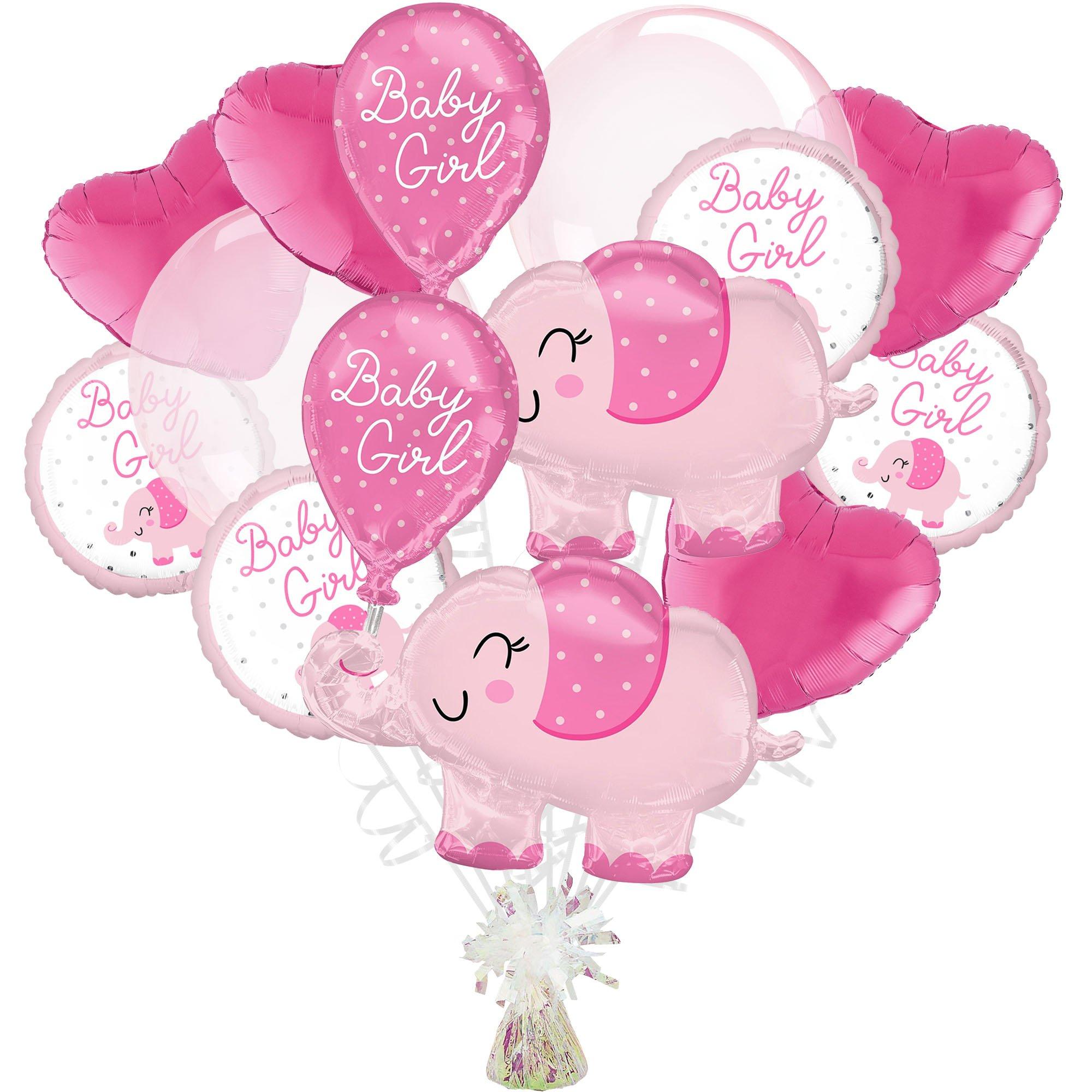 Pink Elephant Baby Girl Foil Balloon Bouquet