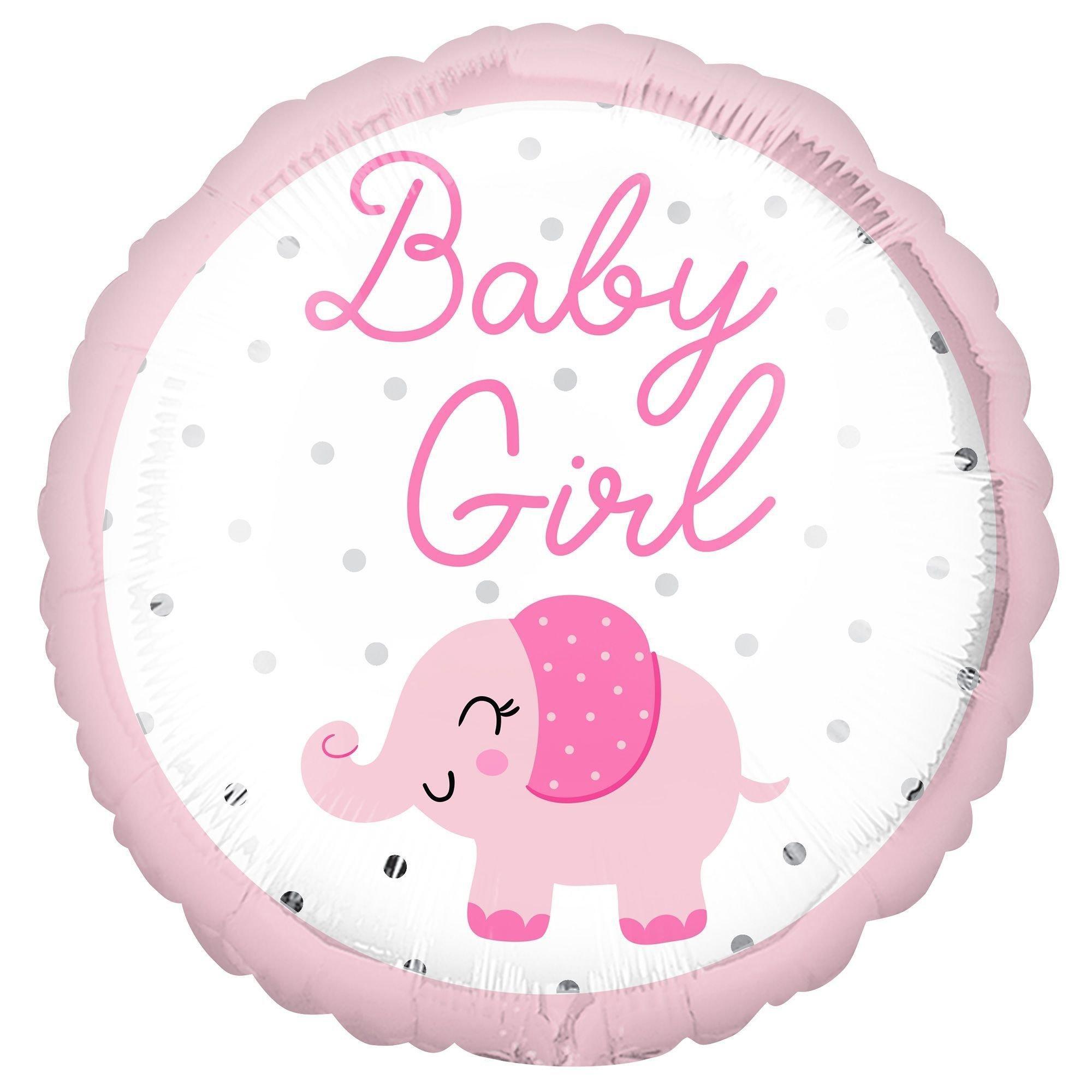 Premium Pink Elephant Baby Girl Foil Balloon Bouquet with Balloon Weight, 13pc