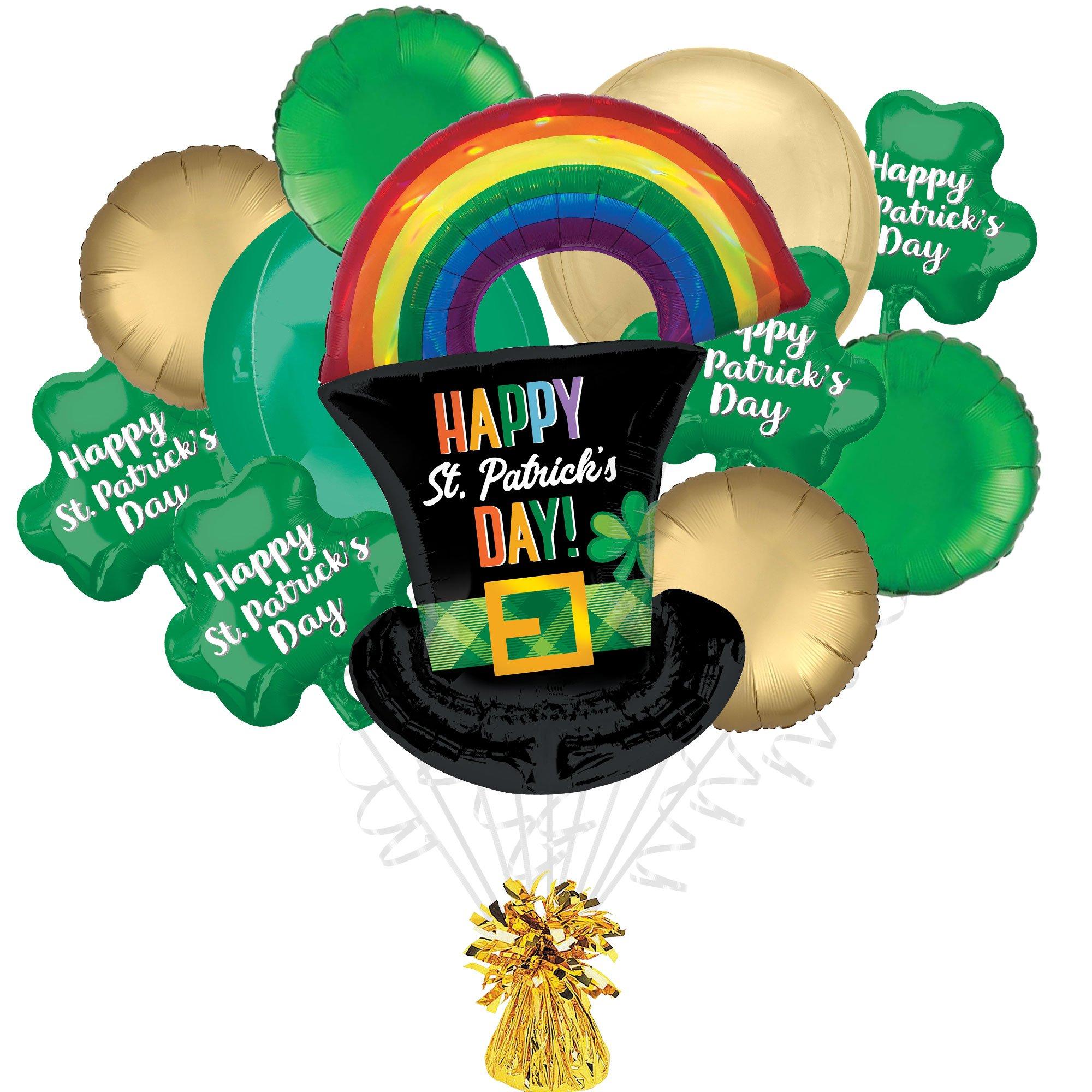 Happy St. Patrick's Day Top Hat Foil Balloon Bouquet