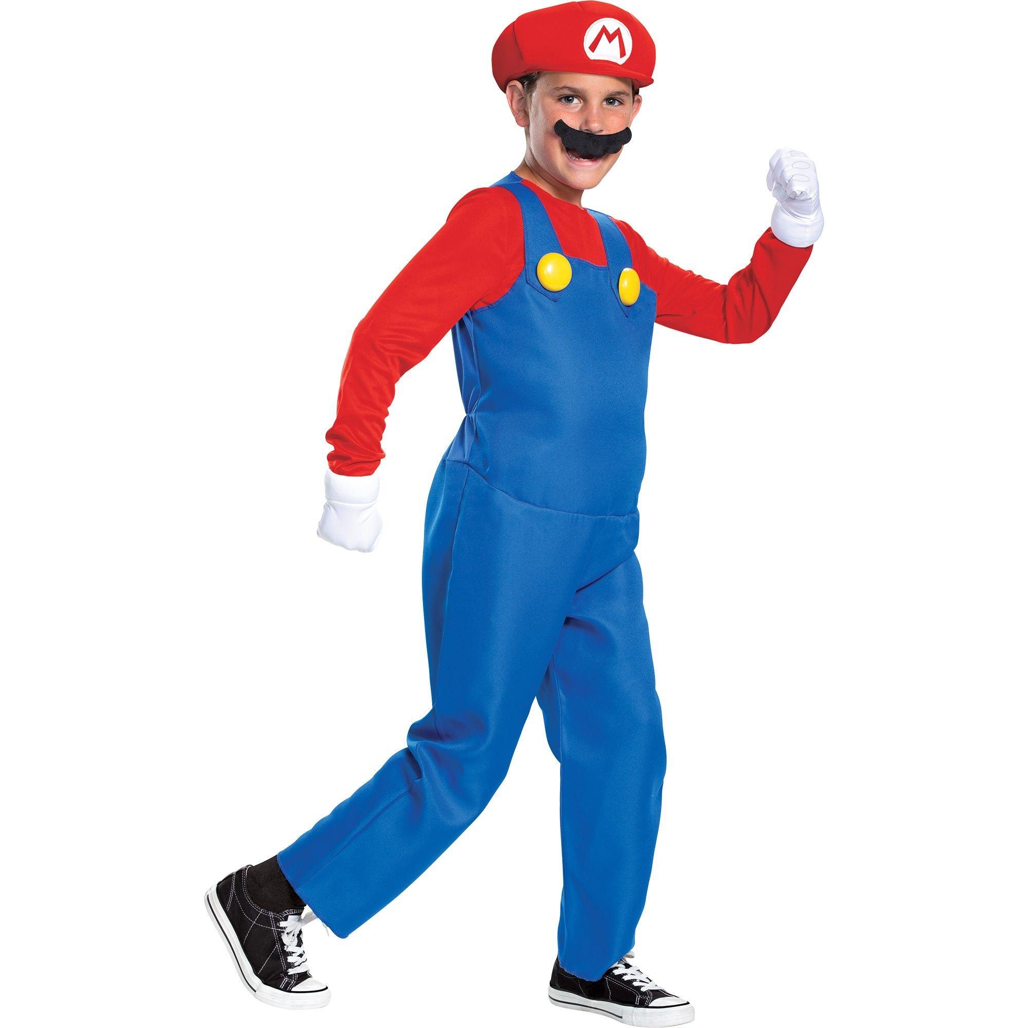 Super Mario Bros Mario Set + Hat Girls Dress Costume Halloween 