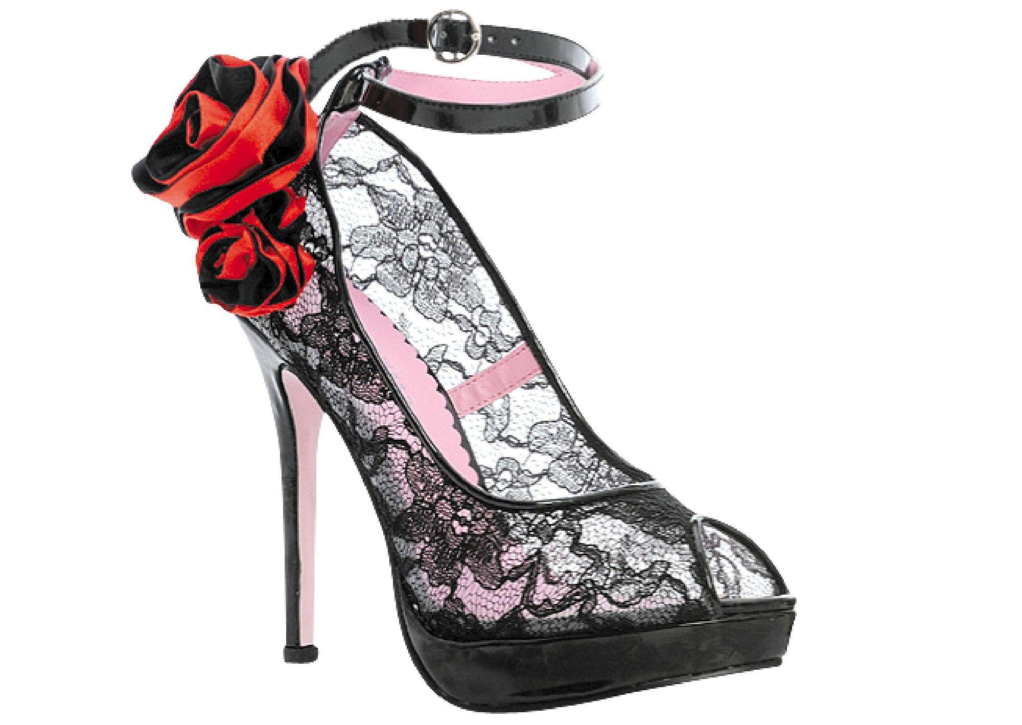 Black Lace Peep-Toe Shoes for Women