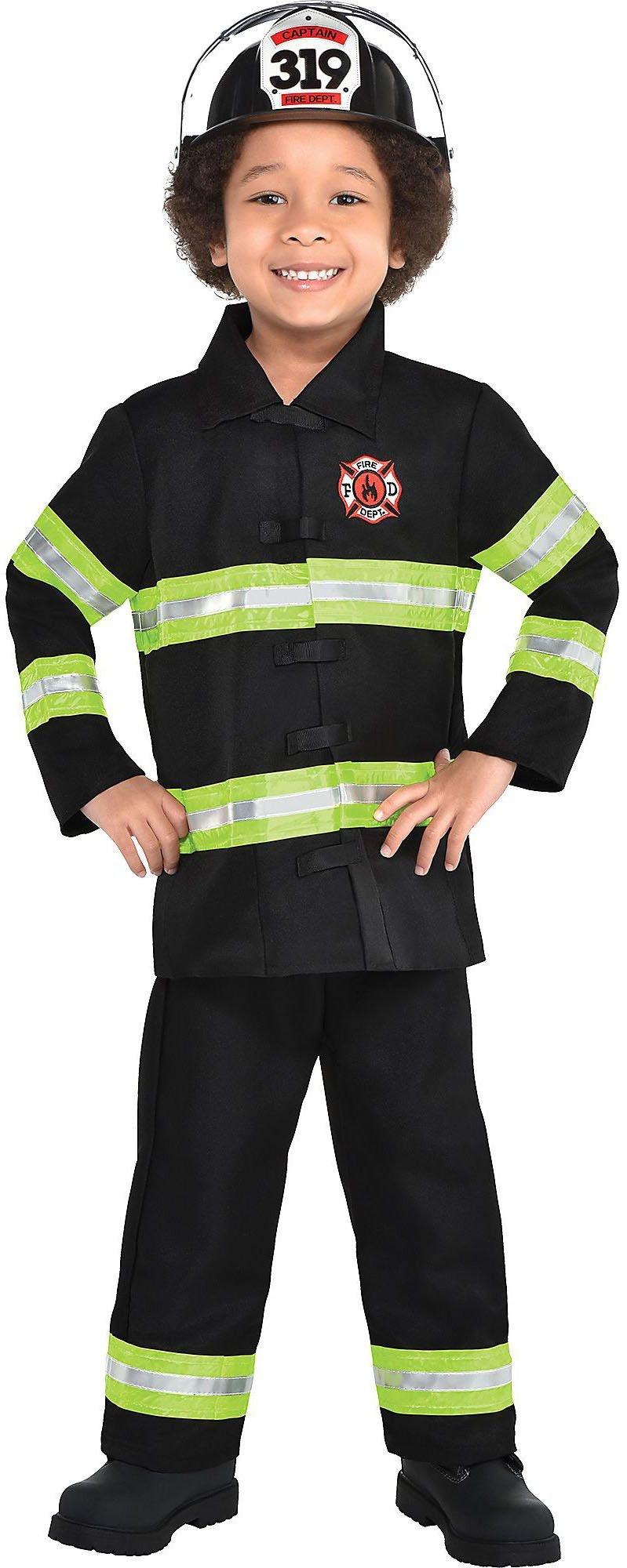 Boys Deluxe Black Firefighter Costume